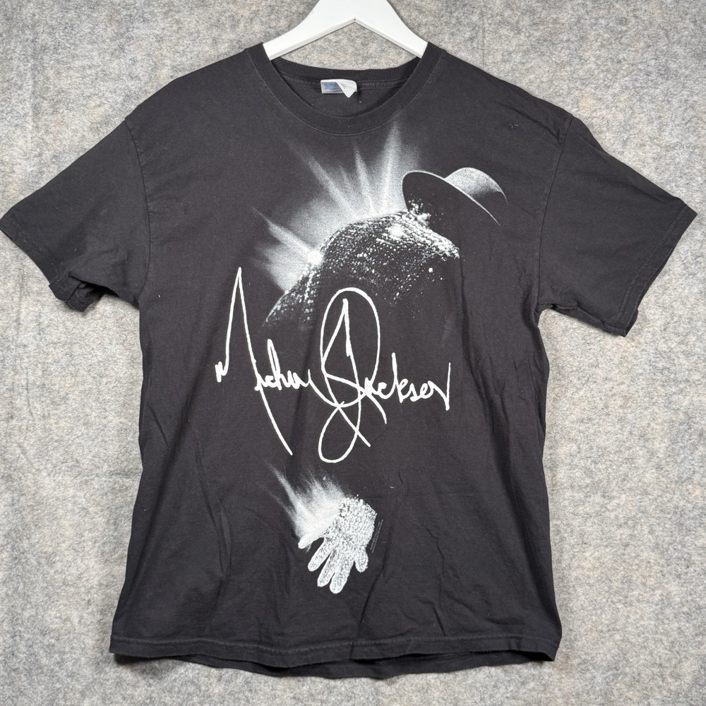 Vintage Y2K Michael Jackson 2009 Black T Shirt Mens Size L 20x28 Music Band