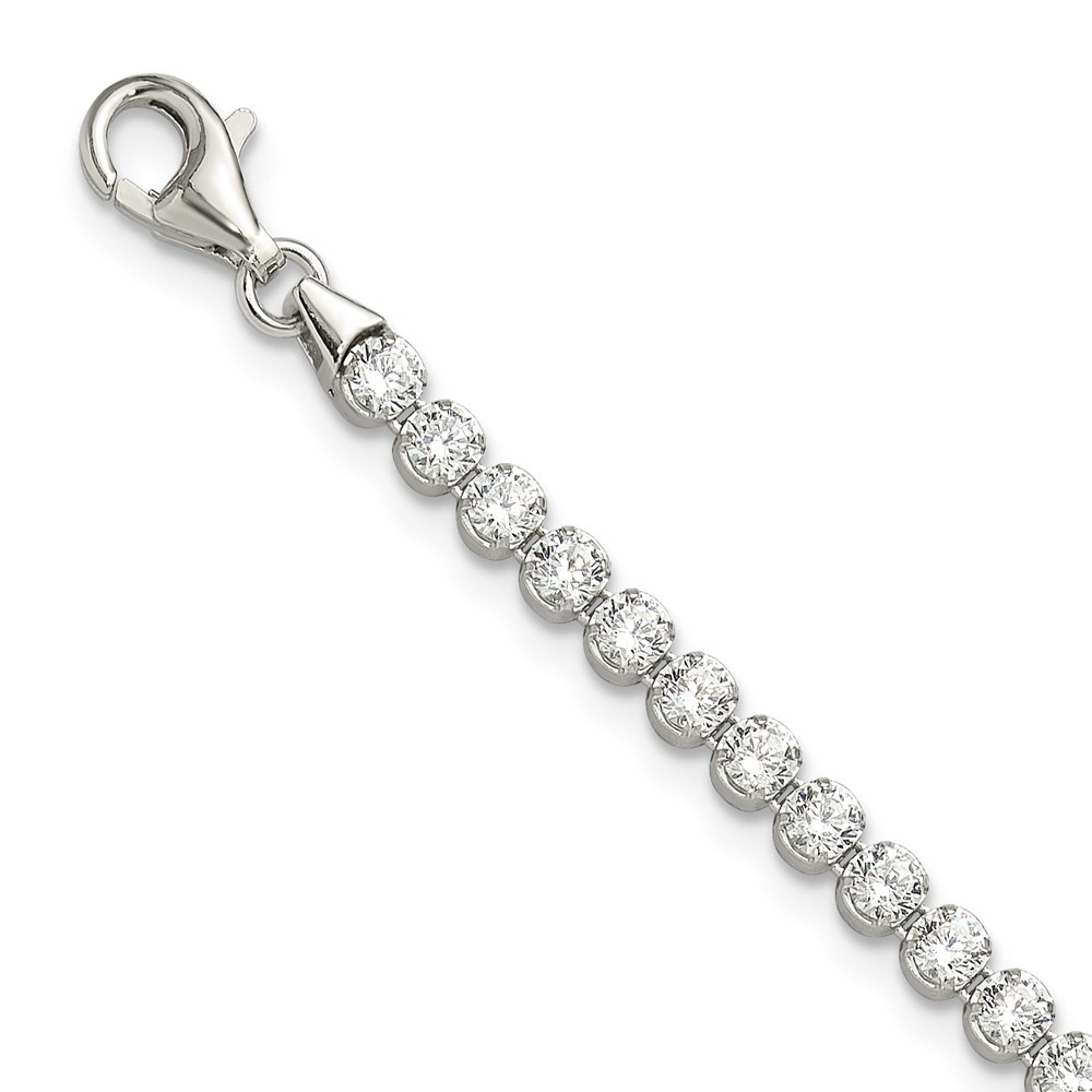 Sterling Silver Rhodium-plated 3 mm Round Cubic Zirconia Tennis Bracelet 7.5