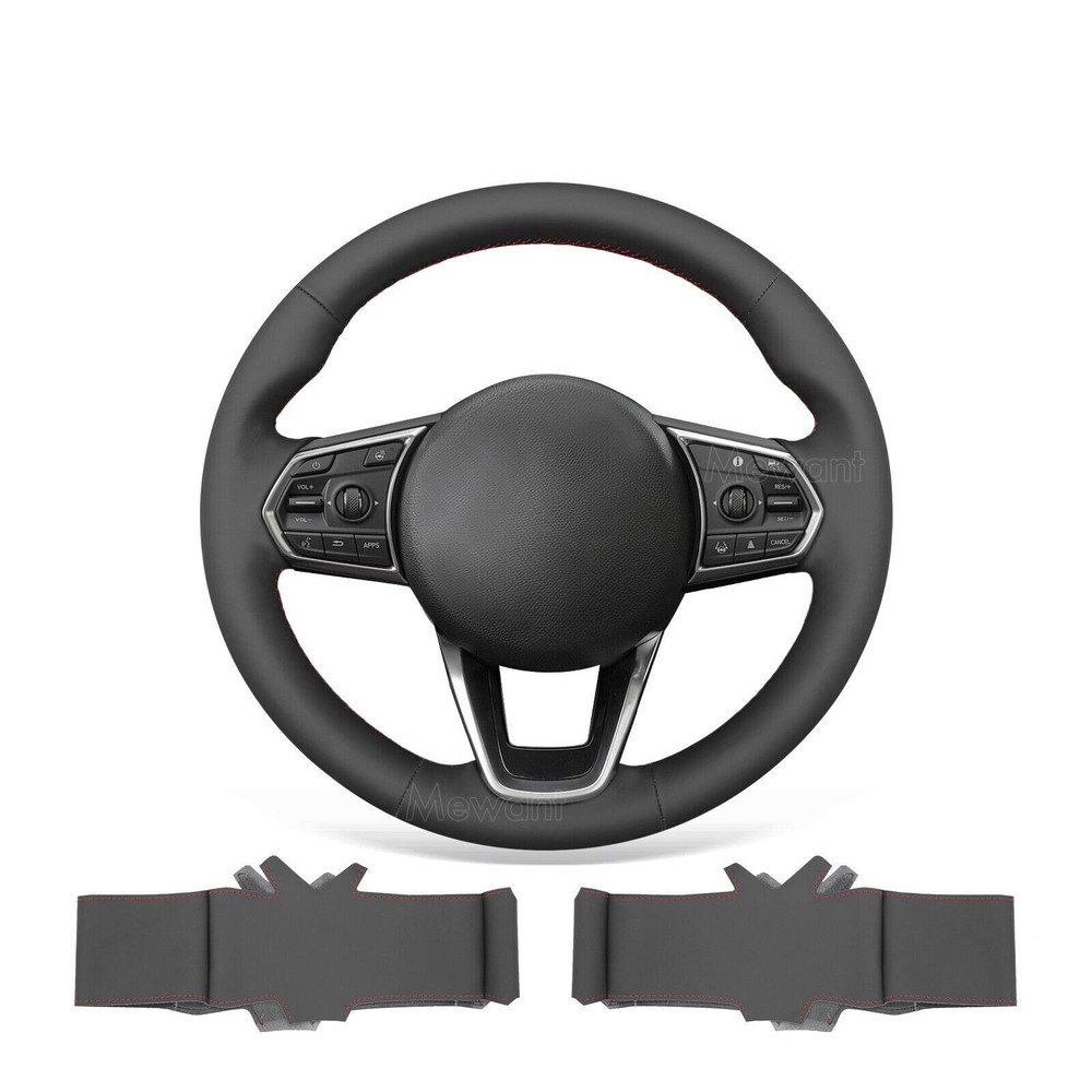 Hand Stitch Black Real Leather Steering Wheel Cover for Acura MDX TLX 2022-2024
