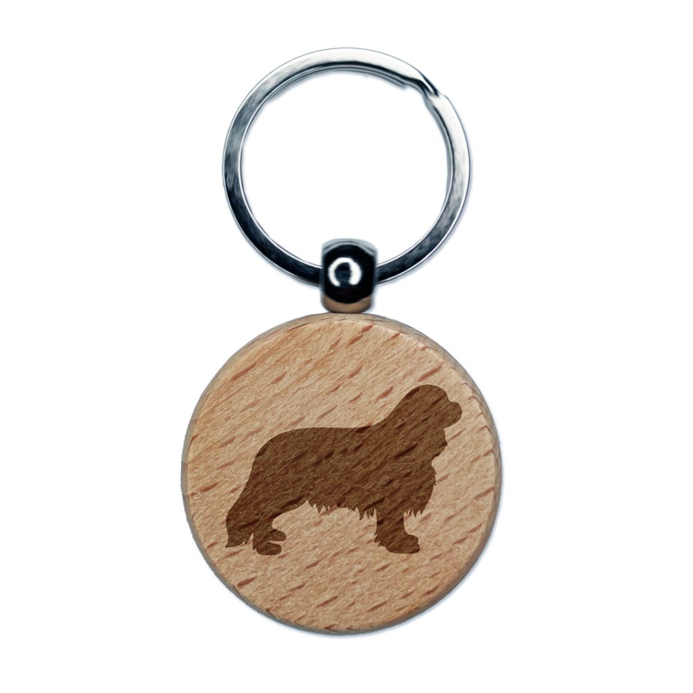 Cavalier King Charles Spaniel Engraved Wooden Round Keychain Pet ID Tag  