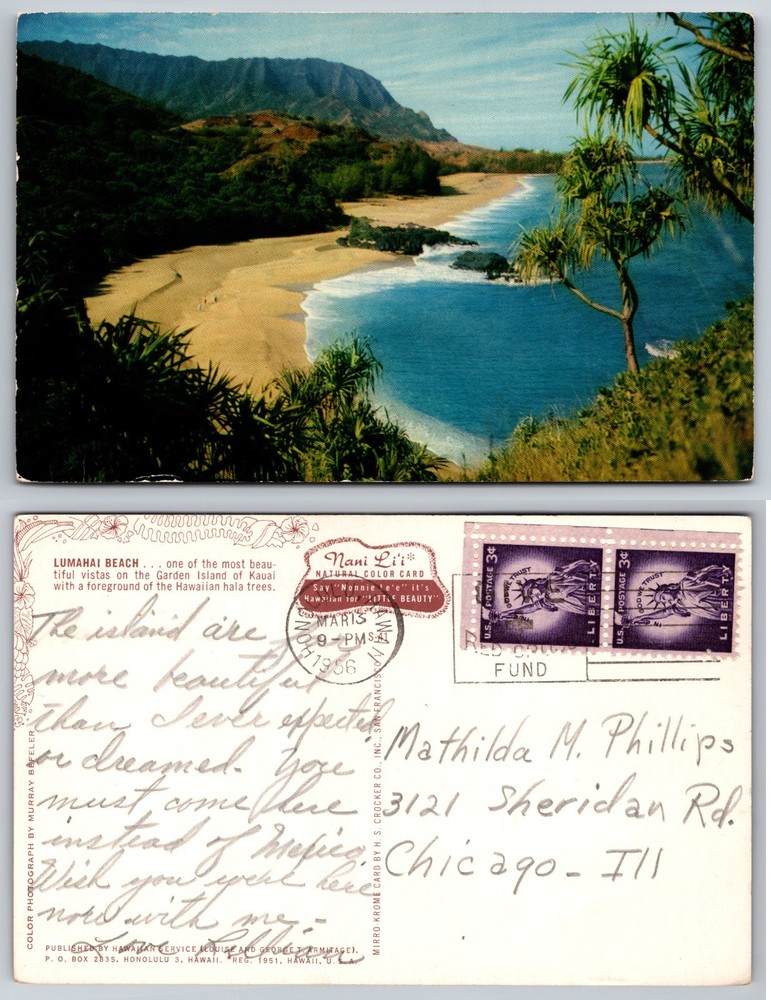 Lumahai Beach Hawaii Coastline View Postcard