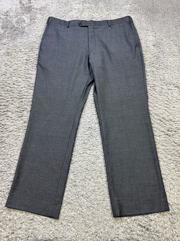 Savile Row Pants Men 40x30 Heathrow Charcoal Gray Straight Leg Career Trousers