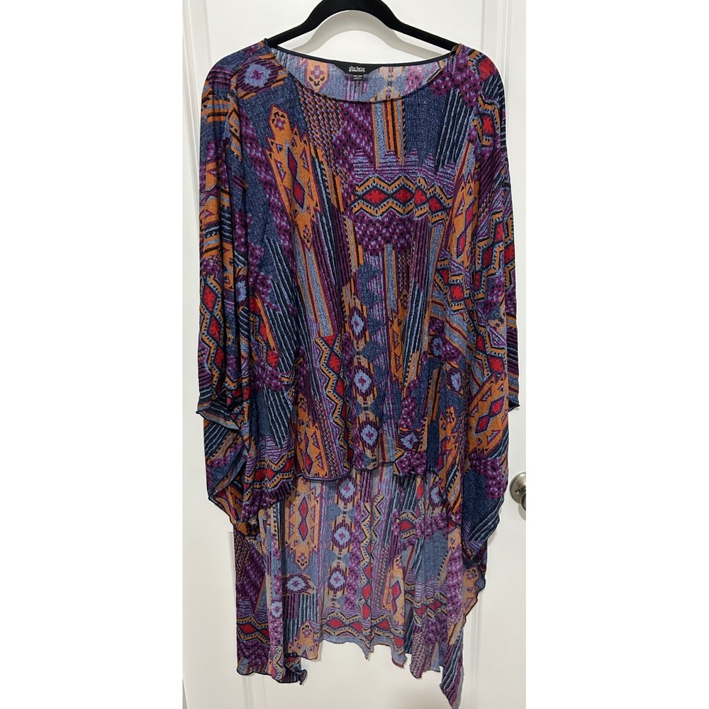 Slim Factor By Investments Artsy Boho Pattern Kaftan Poncho Top One Size