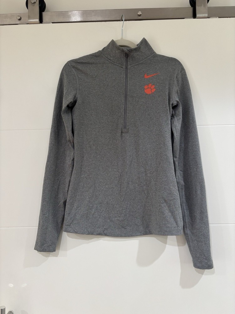 Clemson Womens Large NIKE 1/4 Zip Gray Sweatshirt Dri-fit Athletic Tigers Medium