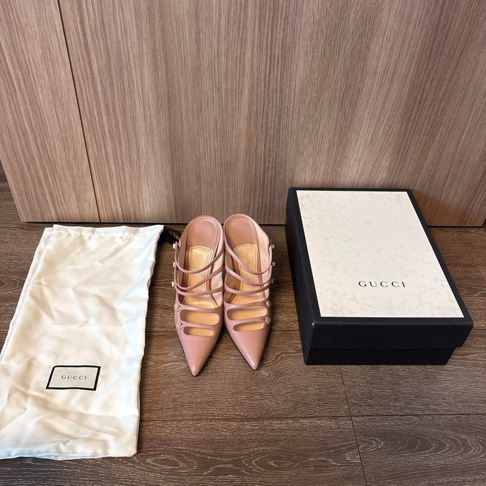 GUCCI Pumps Heel Leather Pink