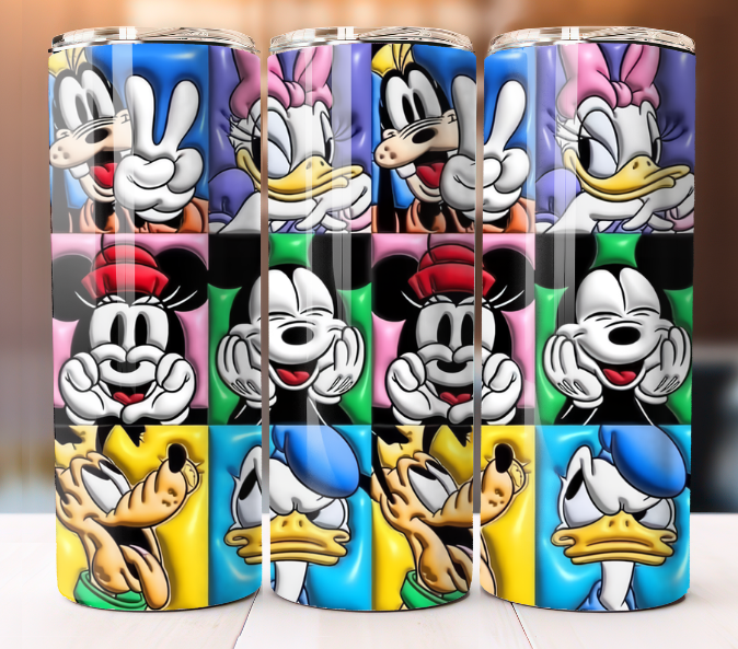Mickey Mouse 3D Puff Design 20oz Tumbler Cup with Lid and Straw