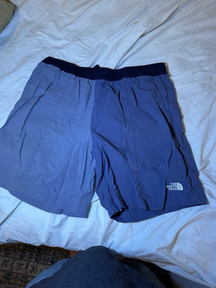 The North Face Men's Blue Athletic Shorts L Nylon Drawstring Elastic Waist