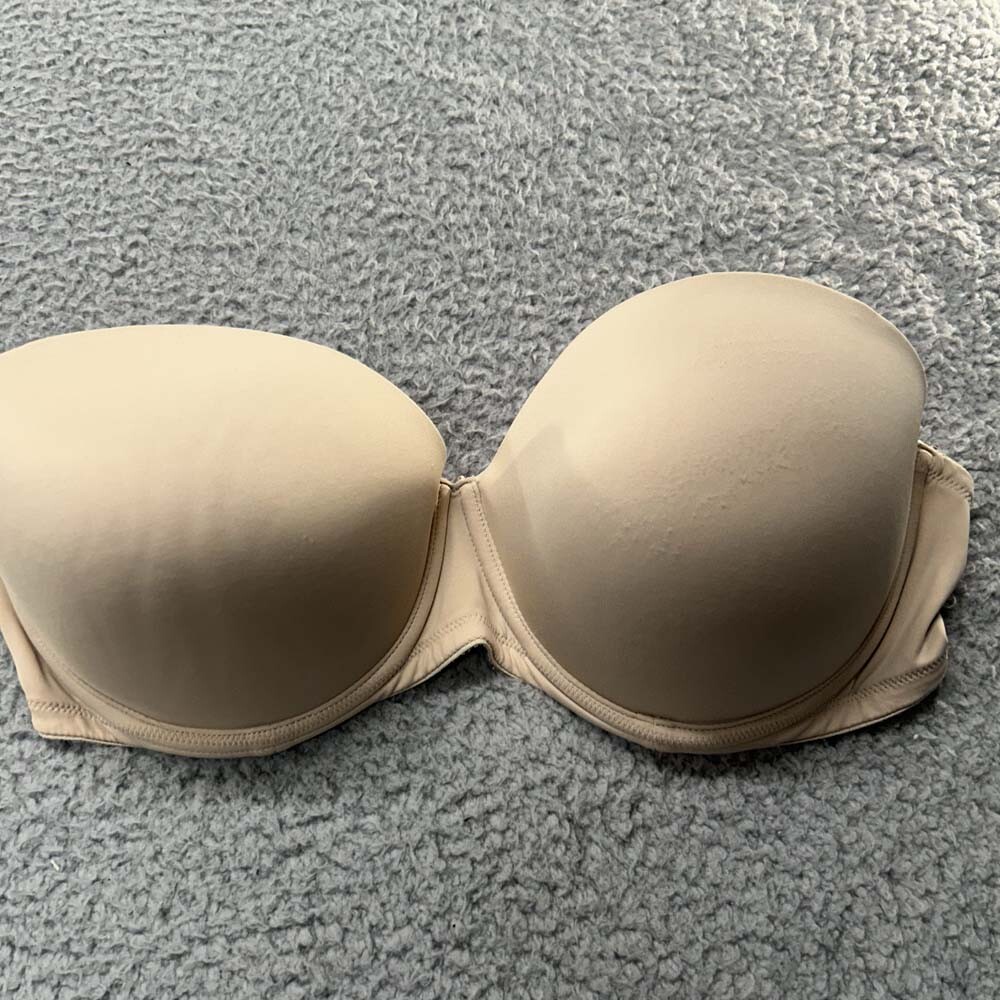 Victoria Secrets Pink Strapless Push up Padded 36DD Bra Brassiere Brown