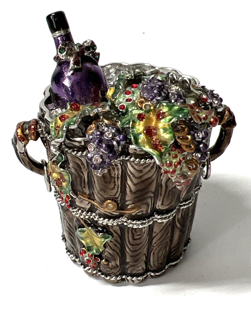 Keren Kopal Trinket box Wine Graps Bucket  Decorated & Austrian Crystals Party
