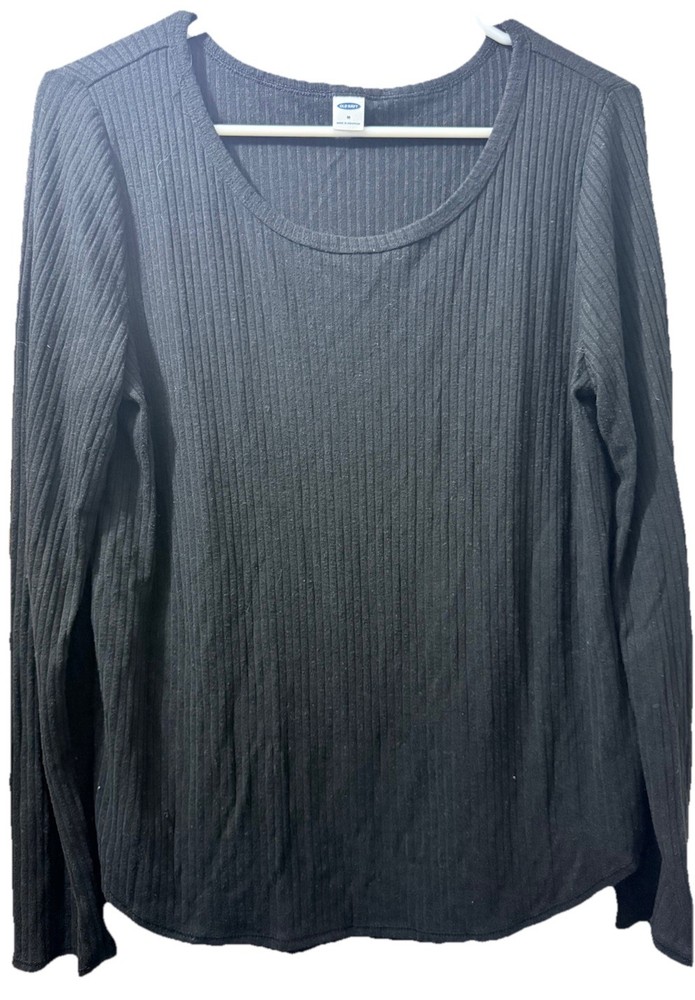 Women’s Old Navy Long Sleeve Black Ribbed Shirt Size Medium