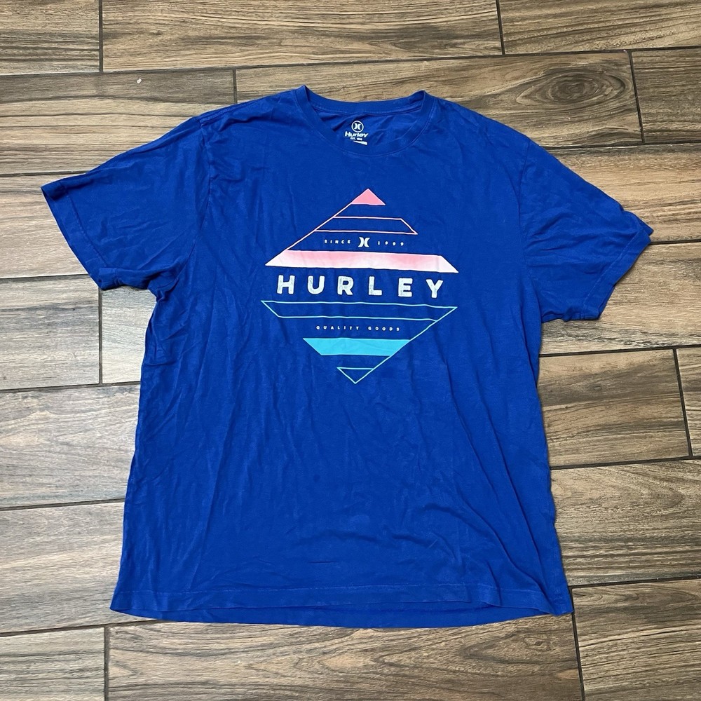 Hurley Graphic T Shirt Blue Short Sleeve Logo Mens Size XL