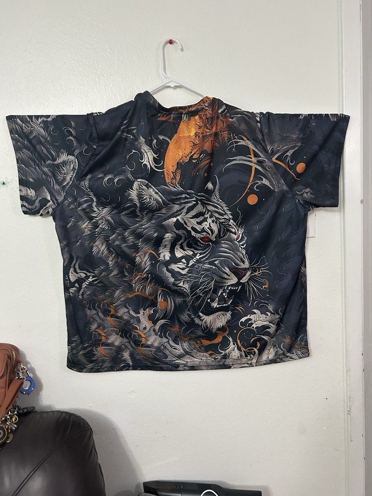 Men’s Plus Size Graphic Tiger Short Sleeve Crew Neck T-Shirt