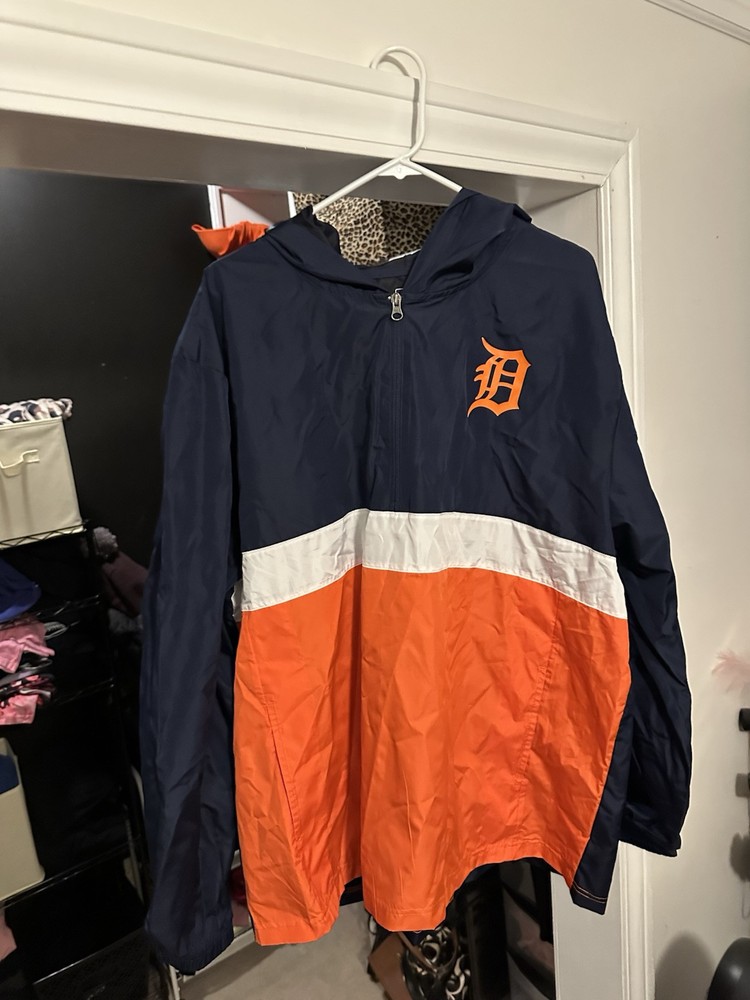 Detroit Tigers Lightweight Windbreaker Pullover Jacket XXL Pre-Owned
