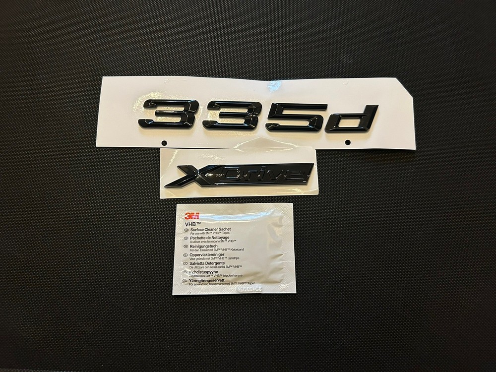 BMW 335d + Xdrive BADGE  IN GLOSS BLACK. FREE ALCOHOL WIPE