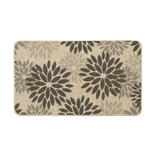Grey Dahlia Floral Pinnata Summer Doormat, Home Spring Entryway Welcome Decor