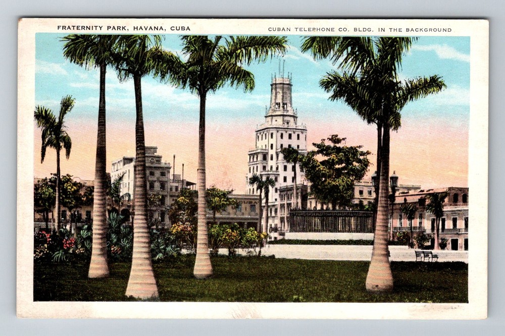 Cuba- Havana Fraternity Park Cuban Telephone Company Old Postal Vintage Postcard