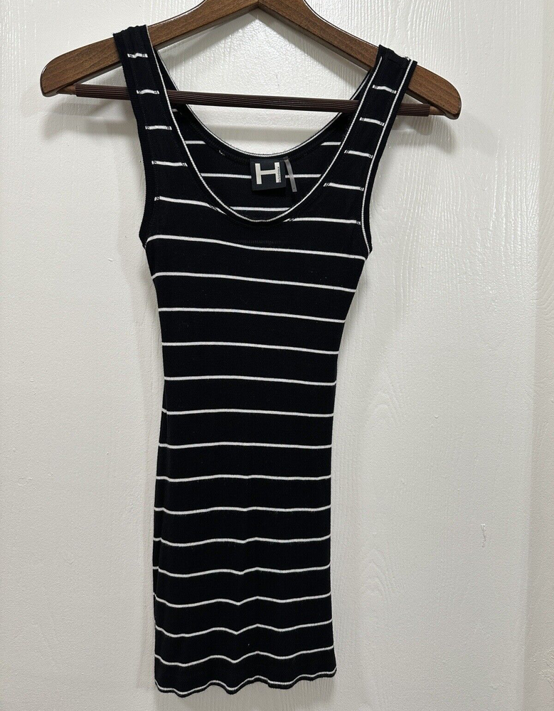 H by Bordeaux Striped Tank Top Women's S Black White Preppy Chic