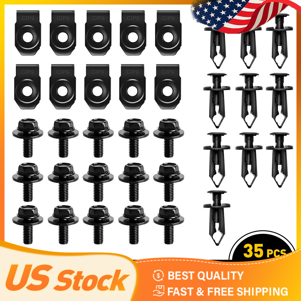 Body Bolts & U-nut Clips- M6 Engine Under Splash Shield Cover Guard For Nissan