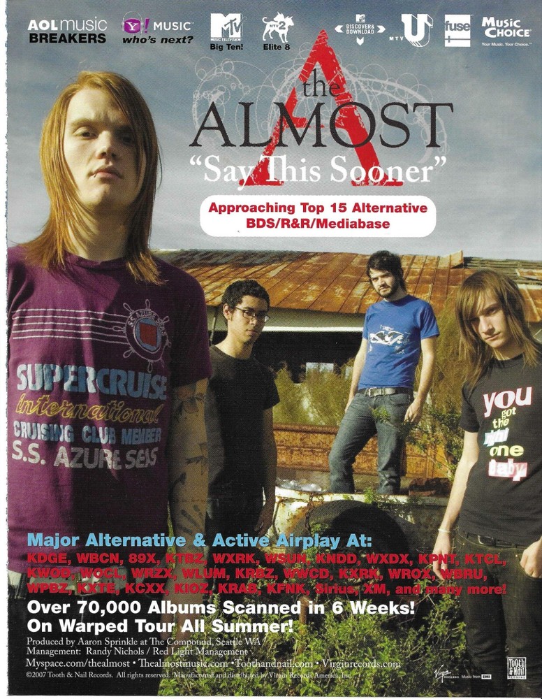 Underoath THE ALMOST Vintage 2007 Sooner PROMO TRADE AD Poster for Southern