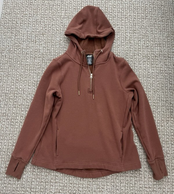 Women's AVIA Brown Hoodie Sweatshirt Size XS (0-2)  1/4 Zip