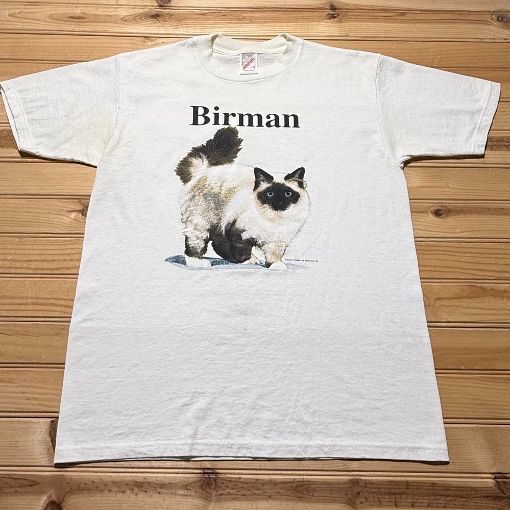 Vintage 1993 Birman Cat Animal Pet Lover Fluffy Graphic T-Shirt USA Made Medium