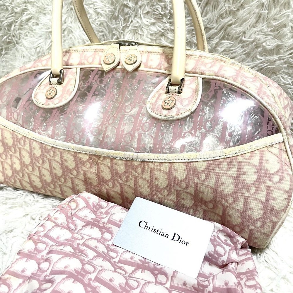Christian Dior Trotter Pink PVC Handbag Stylish Designer Authentic From Japan RIN