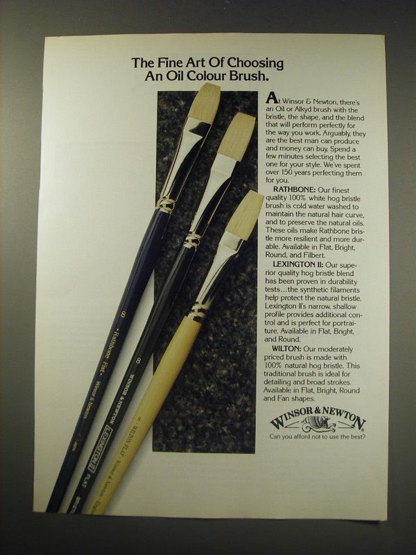 1991 Winsor & Newton Brushes Ad - Rathbone, Lexington II and Wilton