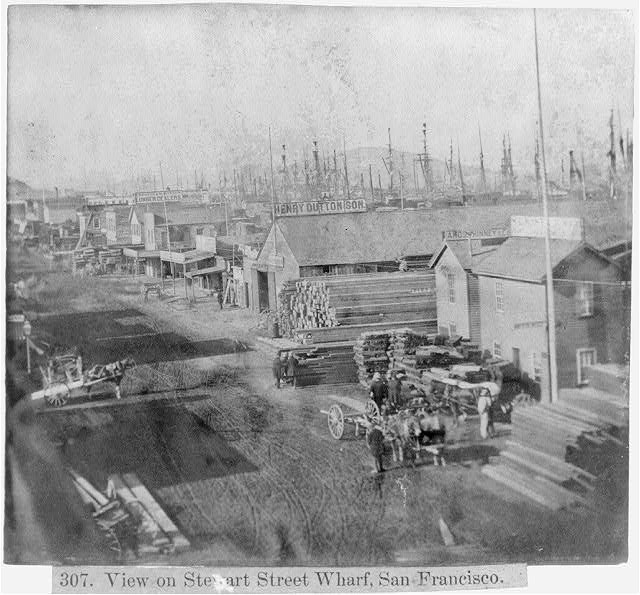 View on Stewart Street Wharf,San Francisco,California,CA,1866,Henry Duttonson