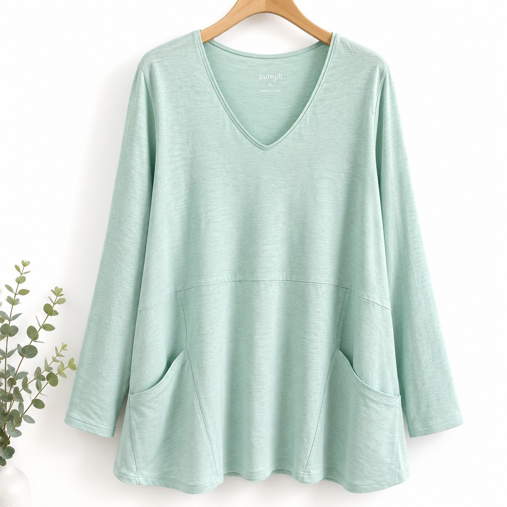 Pure J Jill Tunic Top XL Mint Green Pockets Relaxed Soft Lounge Flowy Top