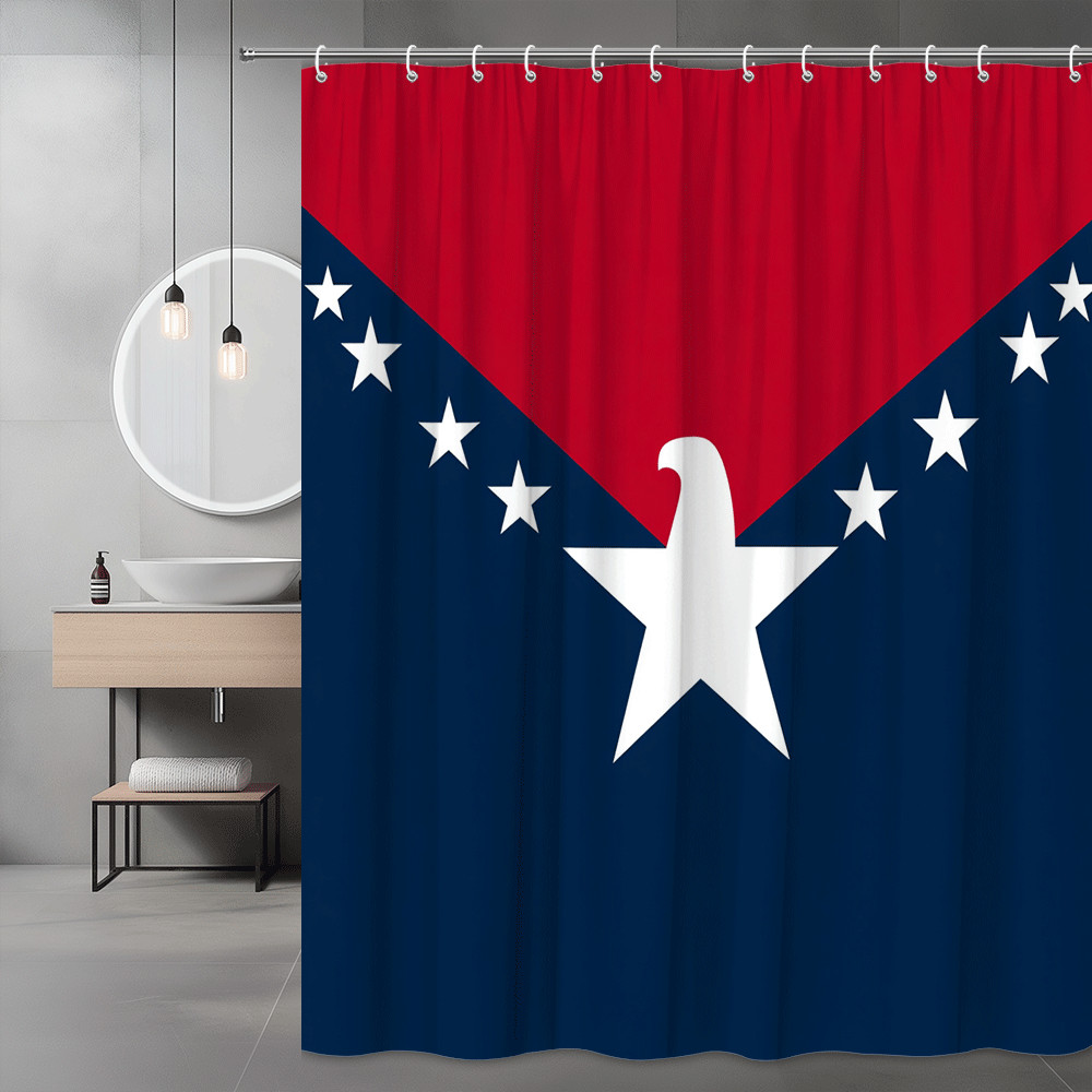 Patriotic Star Graphic Shower Curtain Red White Blue