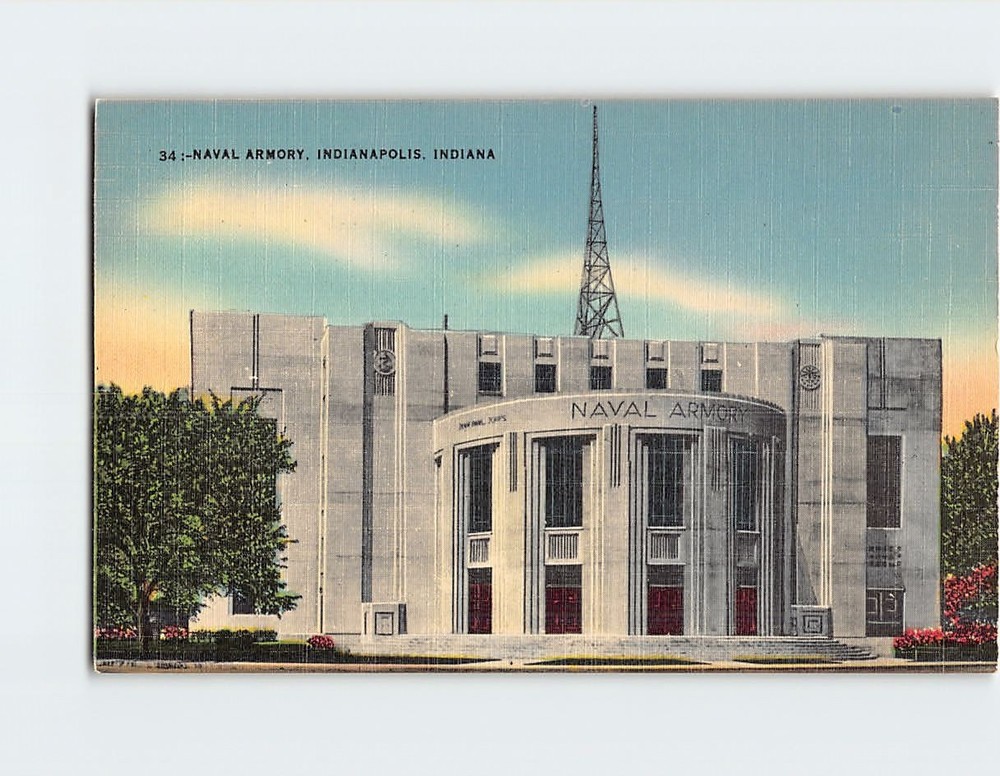 Postcard Naval Armory Indianapolis Indiana USA North America