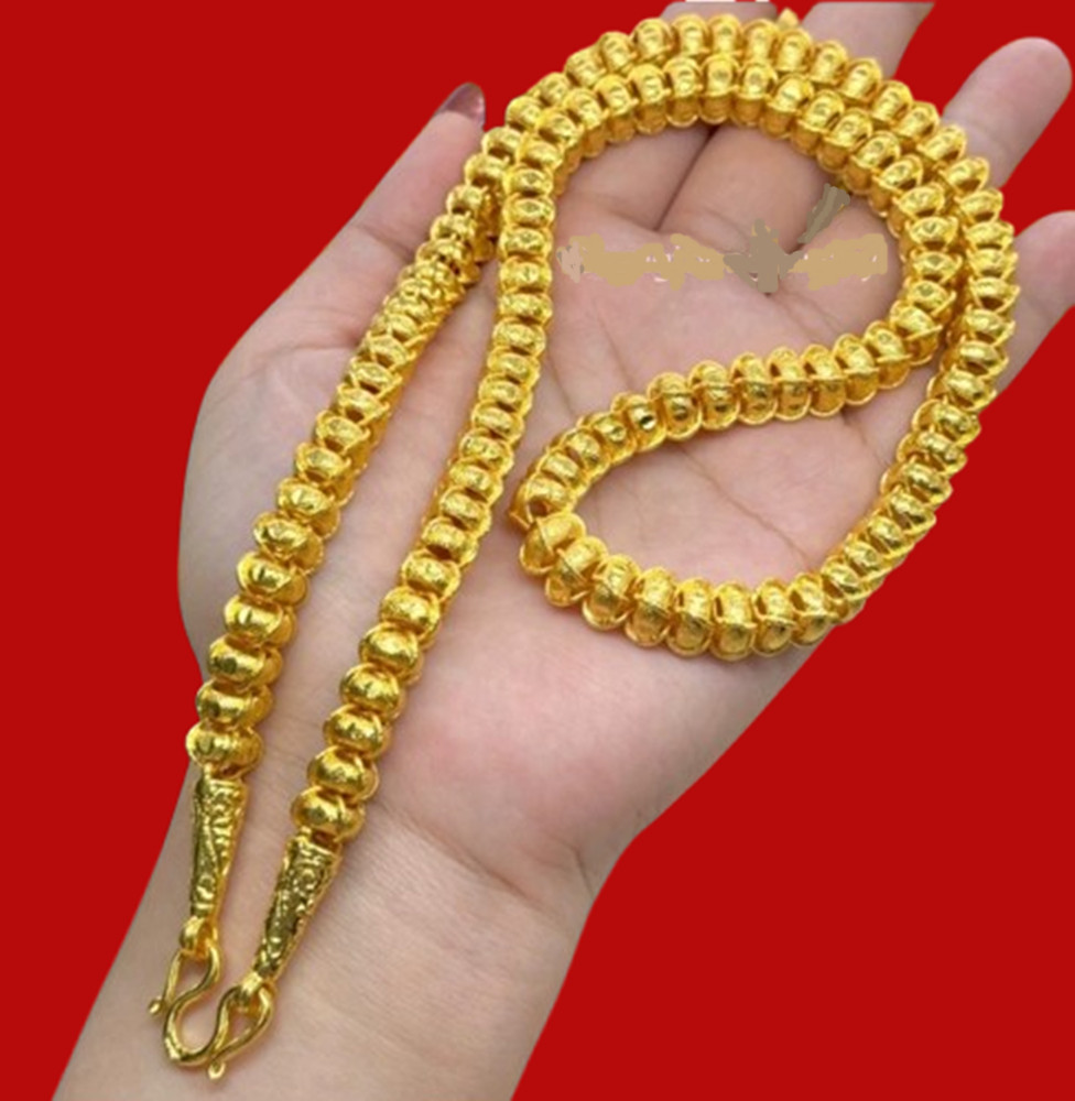 Thai Baht Gold Plate 22k 23k 24k Necklace Yellow Chain Goldsmith Jewelry Unisex