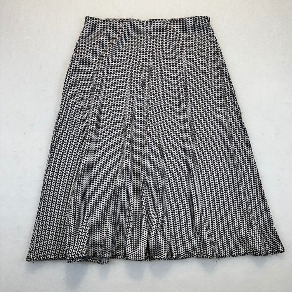 Ann Taylor Black White Geometric Knit A-Line Skirt Size 2 396795