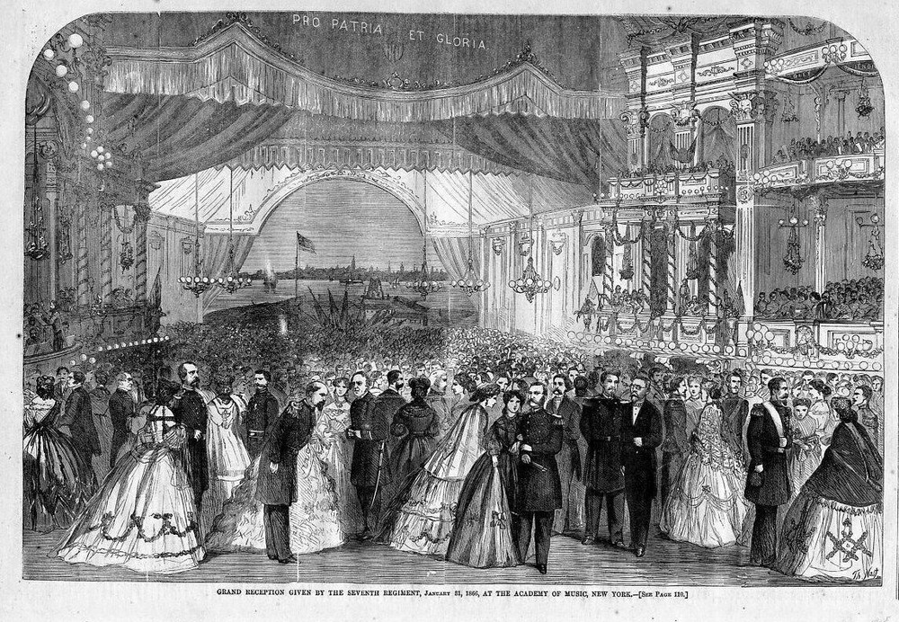 ACADEMY OF MUSIC, SEVENTH REGIMENT NEW YORK STATE MILITIA, 1866 FASHION HISTORY-image