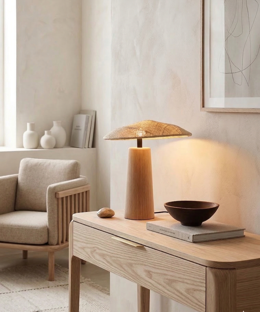 Wabi-Sabi Wooden Desk Lamp, Japanese Designer Zen Table Light, Nordic Retro LED