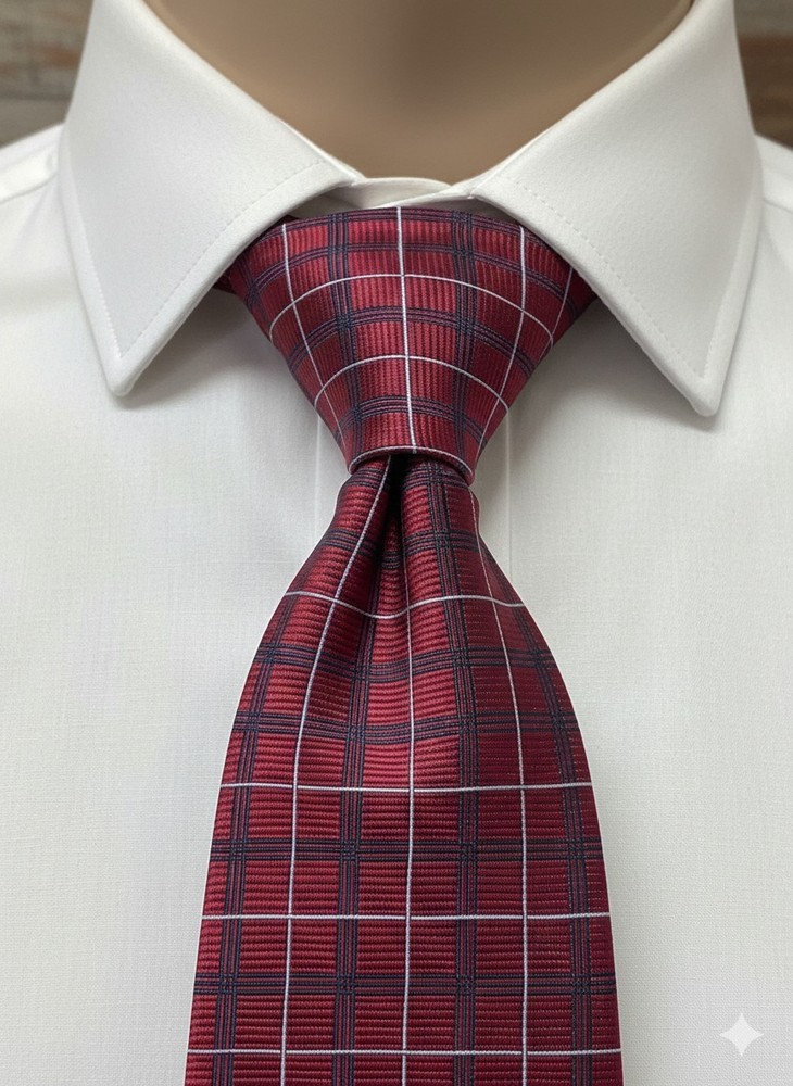 Brooks Brothers Tie Mens Red Blue Plaid Silk Stain Resistant Made in USA 60