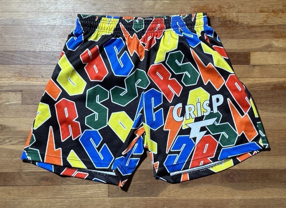 Crispy NYC Originals Multi Color Letters Mesh Basketball Shorts Size L