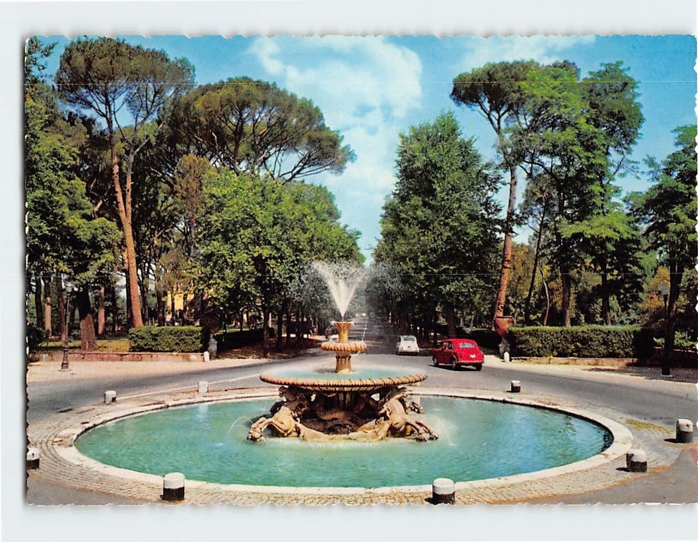 Postcard Fountain of the sea horses Villa Borghese Rome Italy