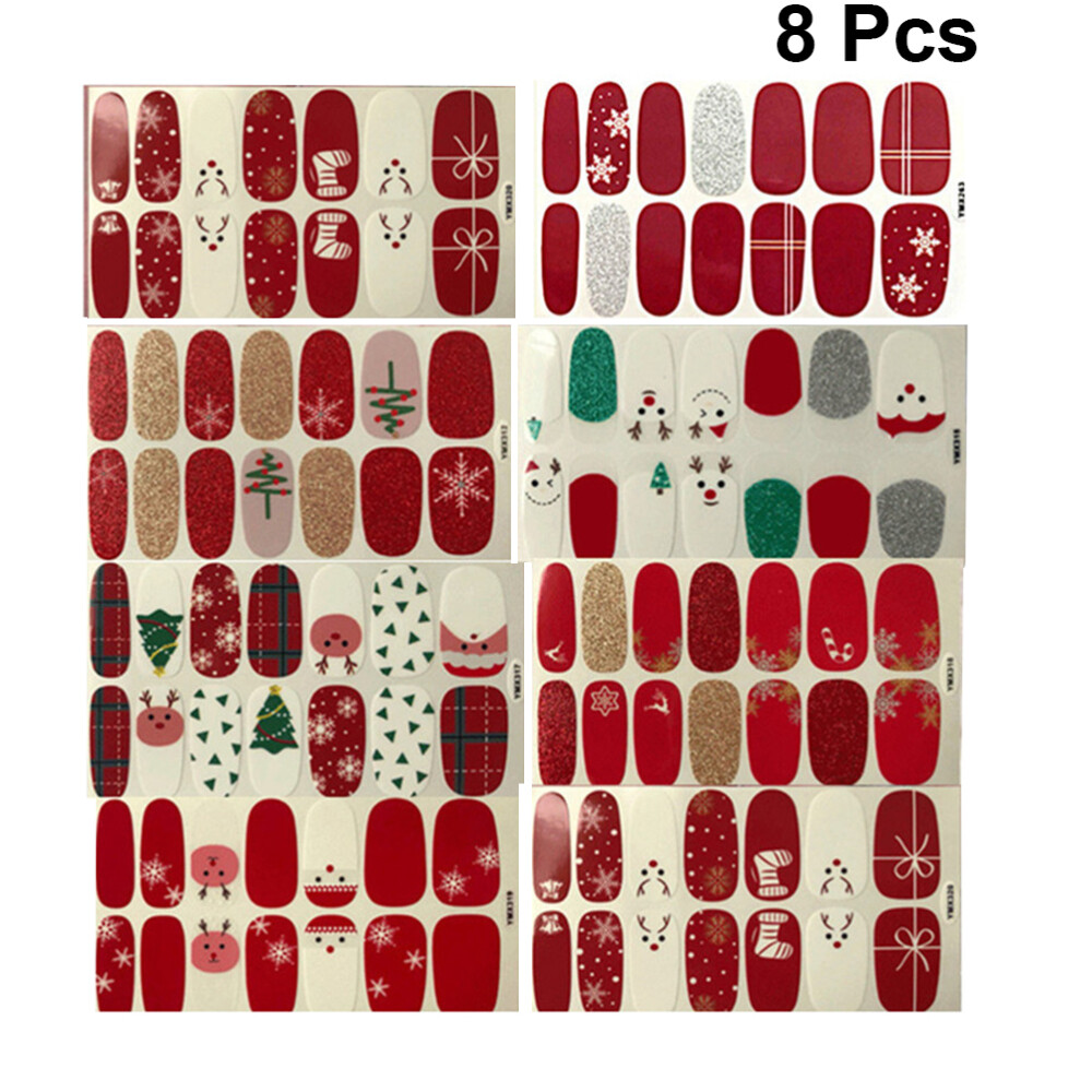 8 Sheets Festive Nail Polish Ladies' Stickers Christmas Party