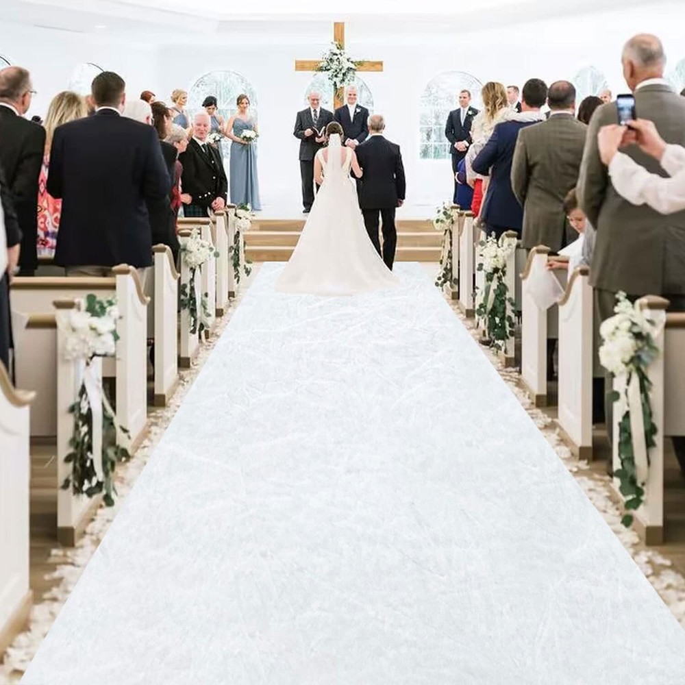 MODFUNS White Aisle Runner for Wedding Ceremony 4FTx25FT Velvet Fabric Runway...