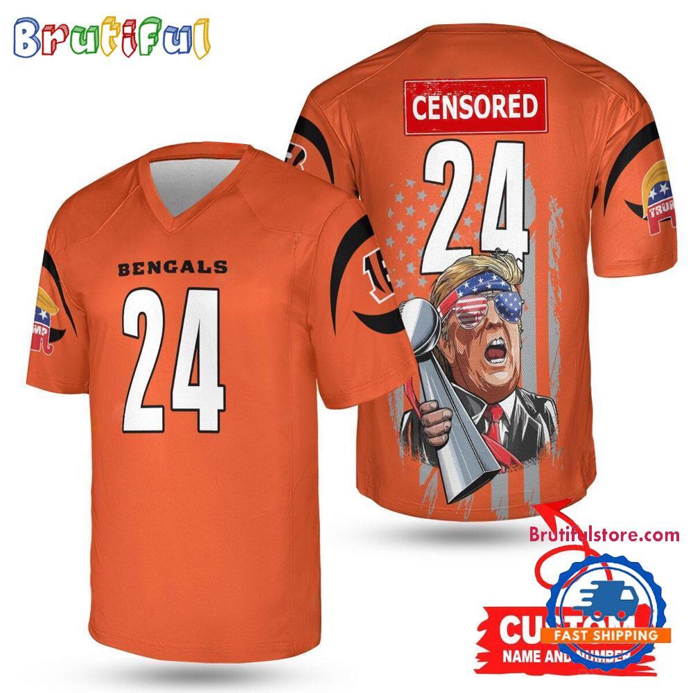 CincinnatixBengals Donald Trump Super Bowl Trophy Football Jersey