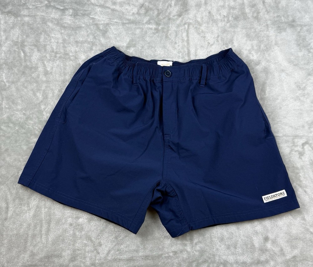 Fieldstone Men's Navy Blue Elastic Waist Shorts Pockets 5