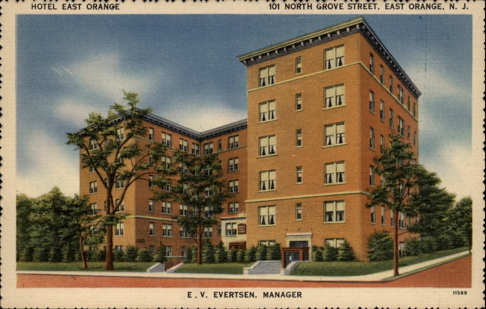 Hotel East Orange ~ North Grove Street ~ New Jersey ~ 1940s linen postcard