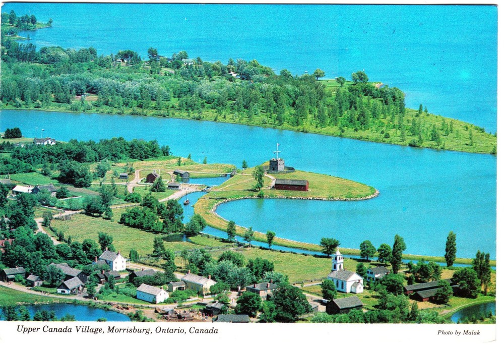 Ontario Postcard Morrisburg Upper Canada Village Aerial View St Lawrence River