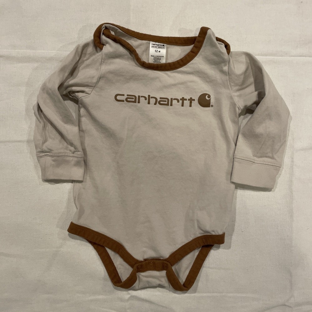 Carhartt Long Sleeve One Piece Bodysuit Baby Size 12M Beige