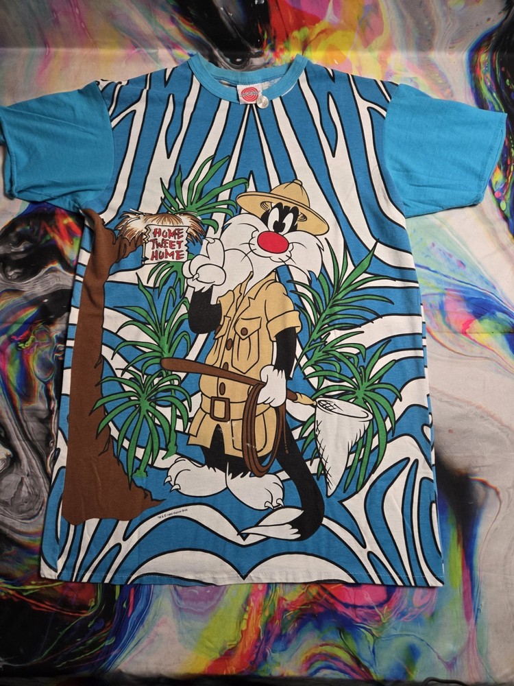 Vintage 1995 Looney Tunes Sylvester & Tweety All-Over Print