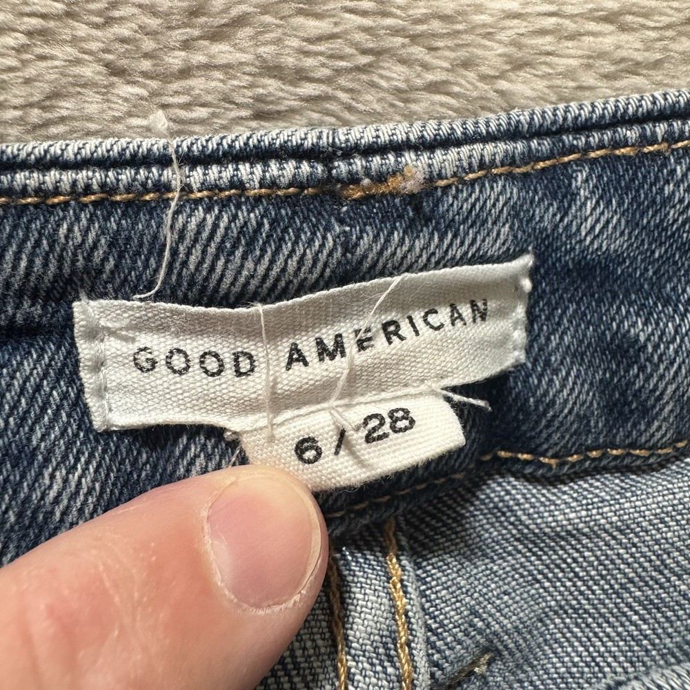 Good American Jeans Womens 6/28 (Fits 26x28) Blue Raw Hem High Rise Stretch