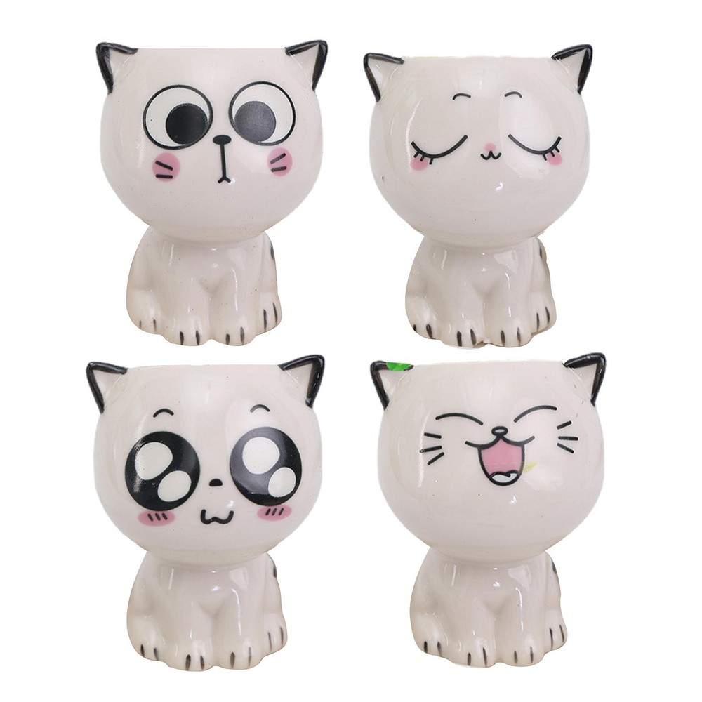 1*Plants Pot,Ceramic Cute Cartoon Animal Cat Shaped Succulent Growing Table Vase
