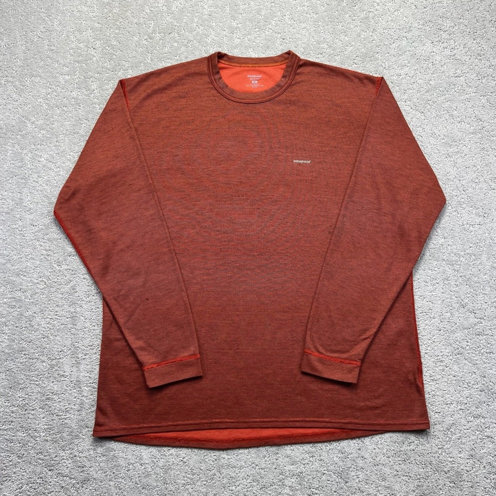 Patagonia Capilene Shirt Mens XL Orange Rust Crewneck Long Sleeve Performance