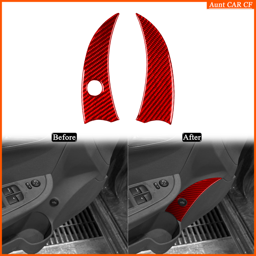 For Chevrolet Malibu 2008-12 Red Carbon Fiber Front Door Trunk Switch Panel Trim